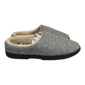 WindRiver Slippers Mens Size 11 Gray Felt Mule Faux Fur Lined House Shoes Indoor